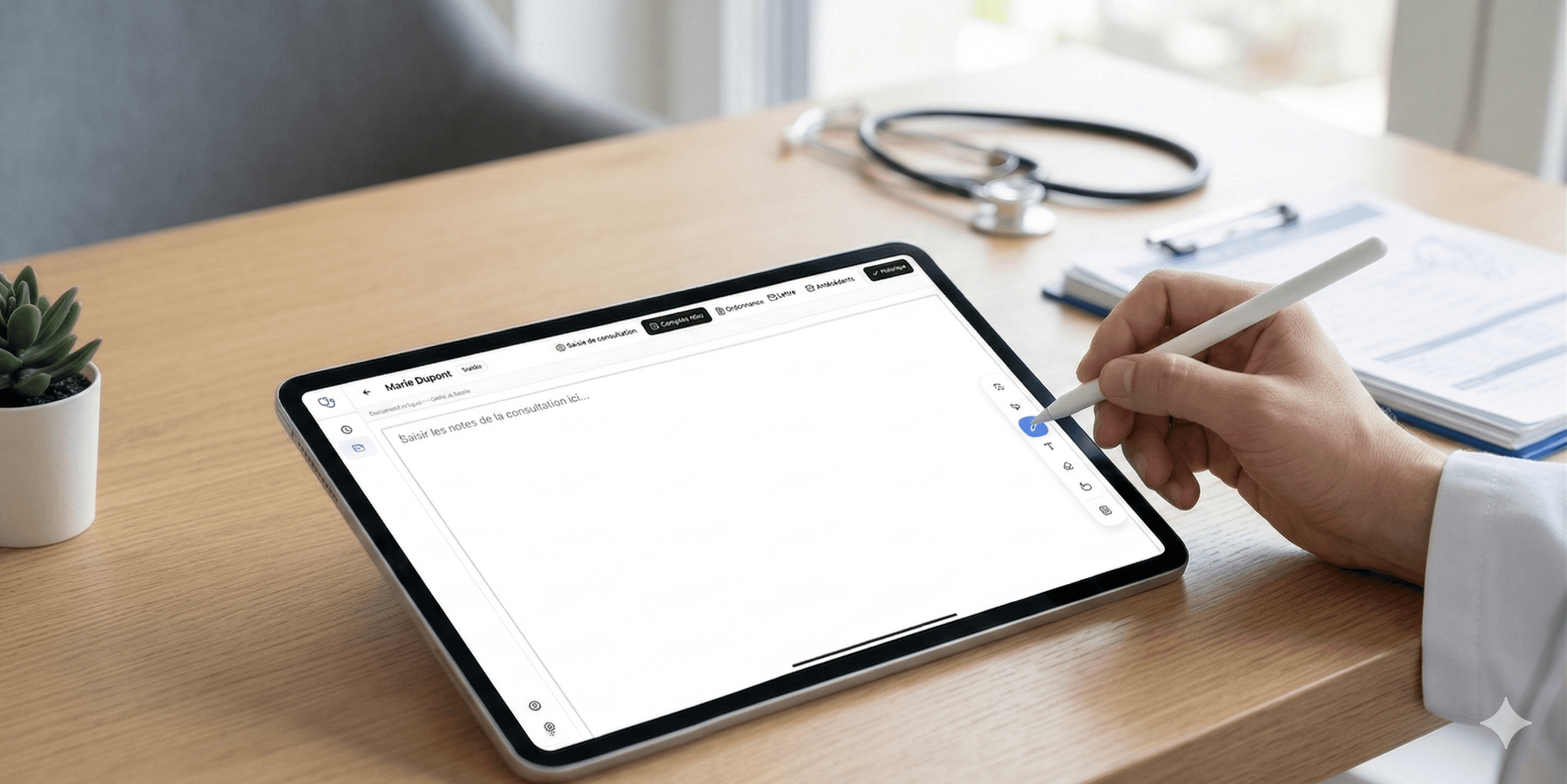 Saisie manuscrite sur tablette